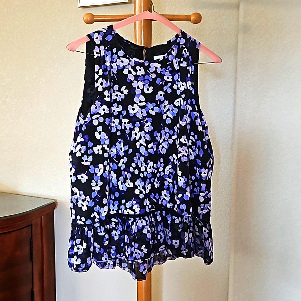 Kate Spade, Flounce Top, Purple/Black, Small